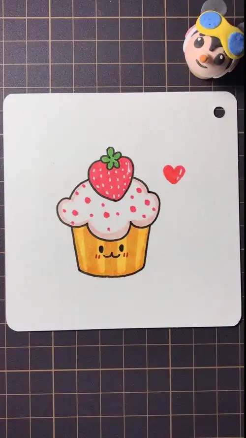 画画原来如此简单#美味又可爱的草莓蛋糕简笔画