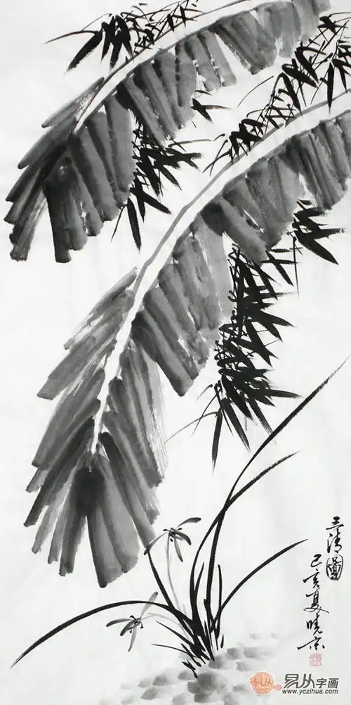 郑晓京花鸟画作品——精心打造国画佳作 水墨芭蕉图-c60389965gouda