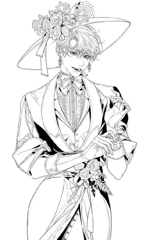 人物黑白动漫素材插画绘画线稿手绘女生男生长发短发转载二次元