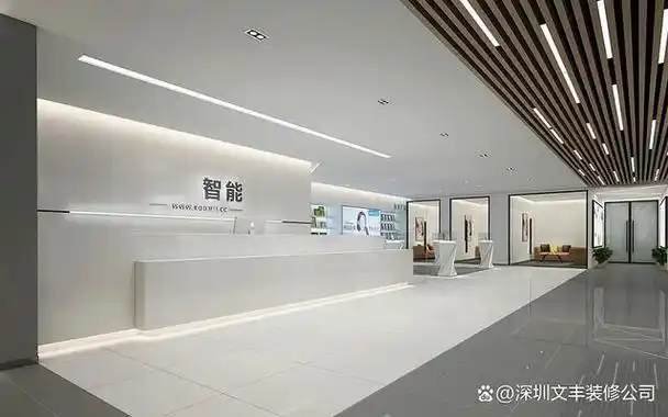 十五套办公室前台背景墙设计效果图-科技极简震撼装修布局合集