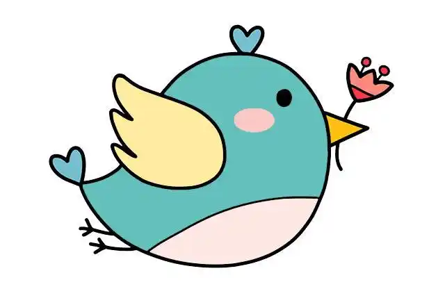 第六步:涂色,简单的小鸟简笔画就画好了!