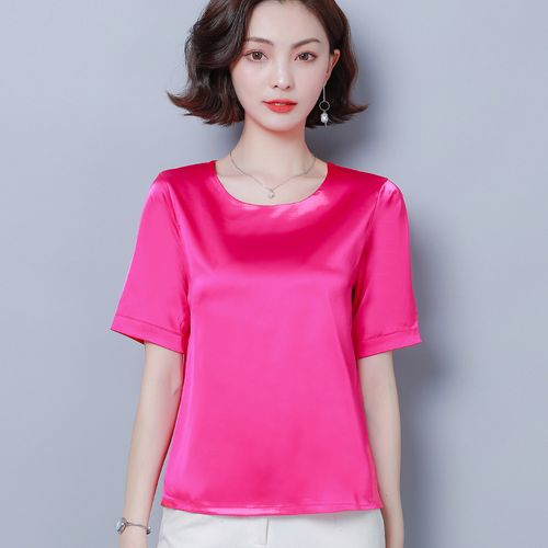 真丝t恤女短袖夏新款上衣桑蚕丝大码