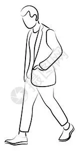 城市夜景道路一个人走在街上插图向量白色背景插画