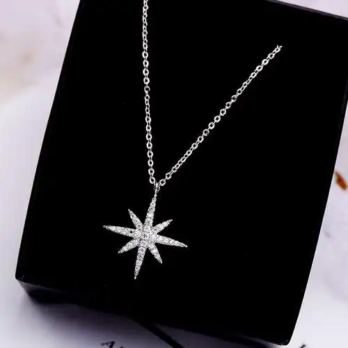 欧美时尚百搭流星闪耀单颗星星米字八芒星项链潮长短可调节锁骨链