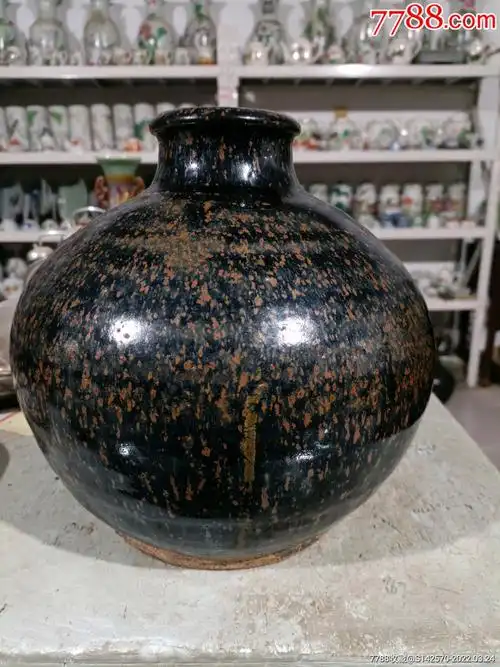 清代老窑黑釉窑变罐品相完整如图所示保老保真-价格:688元-se86127644