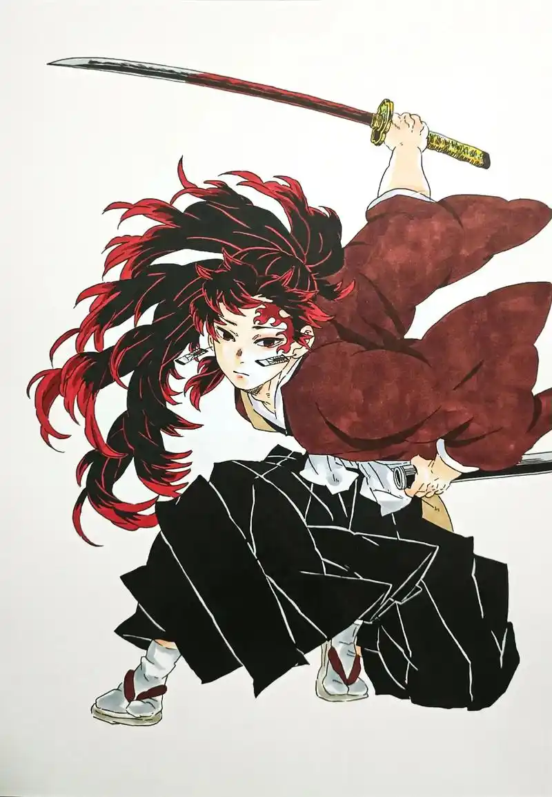 继国缘一 马克笔手绘.鬼灭之刃战力天花板,缘壹是初始呼吸·日 - 抖音