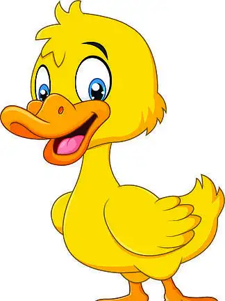 卡通搞笑小鸭子摆在白色背景上孤立