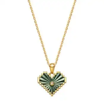 东祥18k黄金项链桃心吊坠镶钻石贝母au750时尚挂坠18k黄金款式一约047