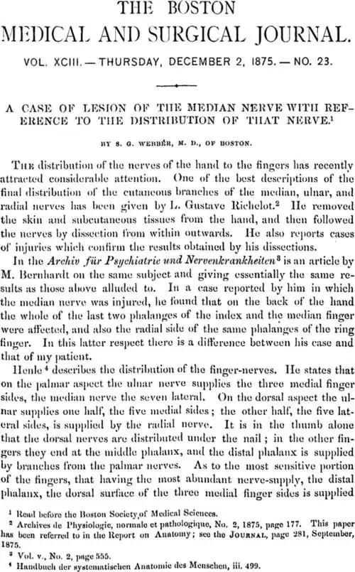 a case of lesion of the median nerve with reference to the