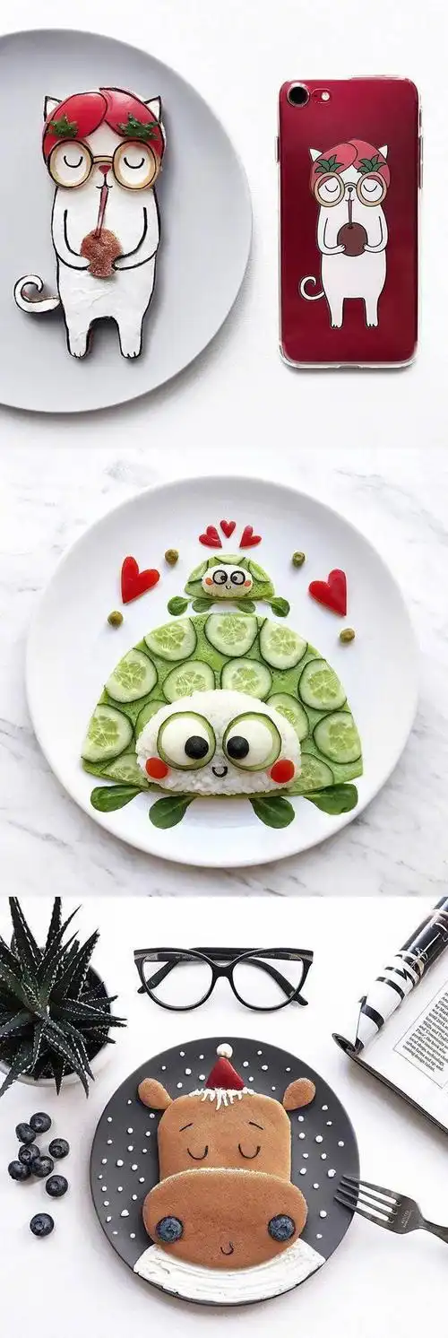 超萌的食物拼盘 .