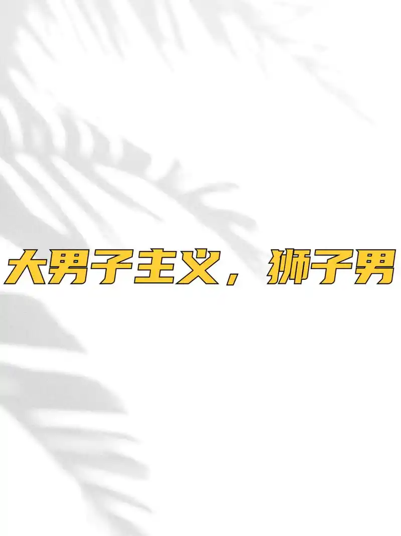 大男子主义,狮子男 狮子男爱面子,其实就是个小孩,需要被肯定,被夸奖.