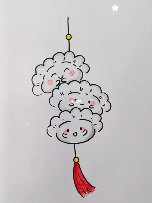 一起学画画  #饺子简笔画  #画个简笔画  #吃饺子  #简单咬学