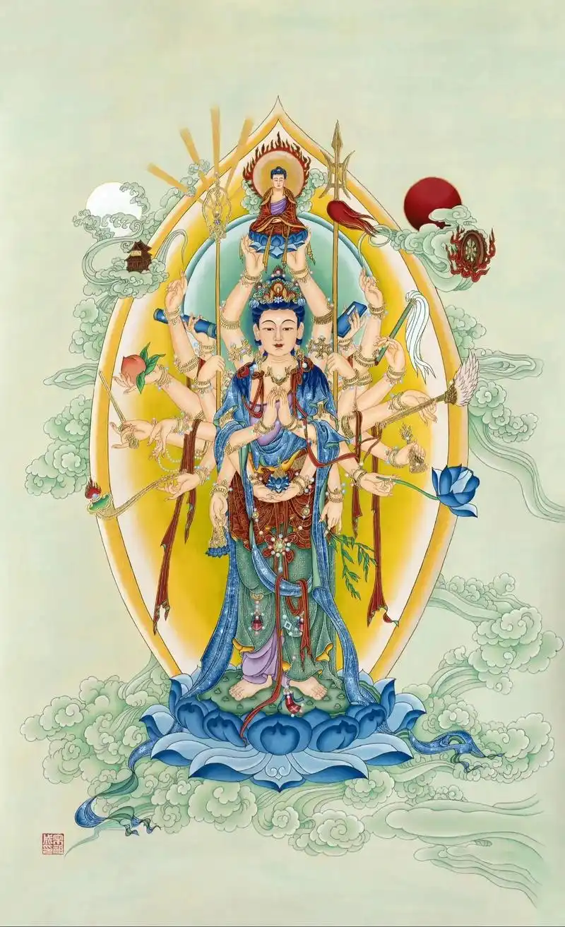 千手千眼观世音菩萨. 千手千眼表现为观世音大慈大悲之心