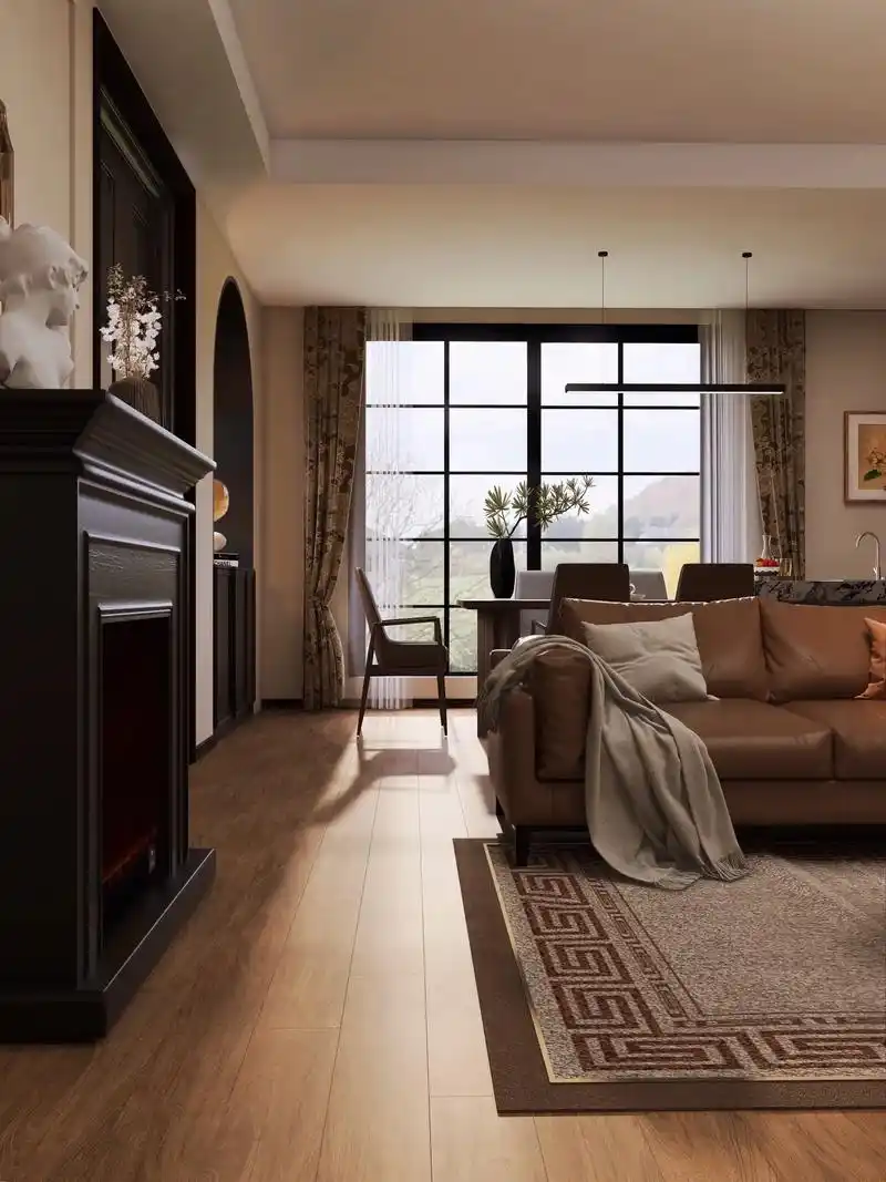 美式复古客厅97焦糖色的家9615.