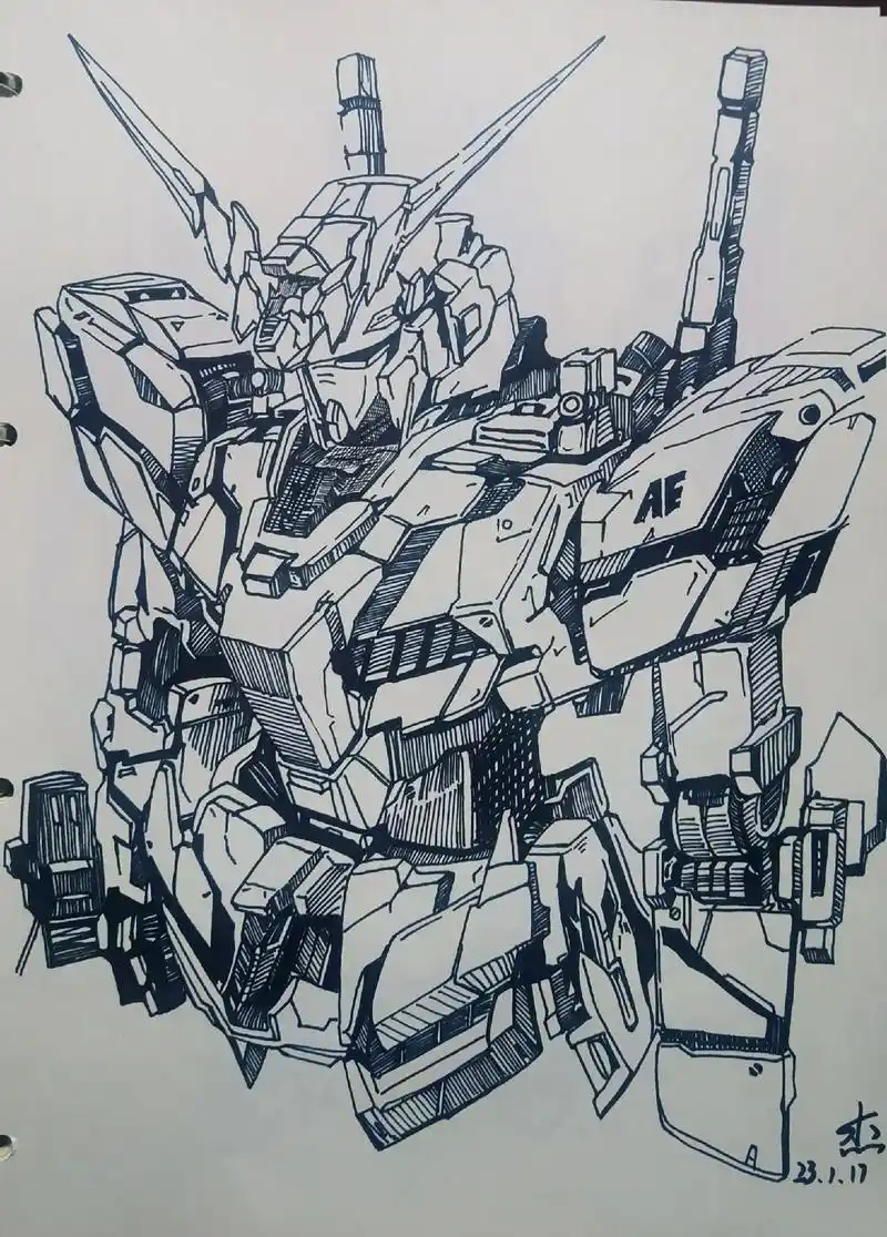 以高达形态出击!#独角兽#七剑#能天使#擎天柱#手绘 - 抖音