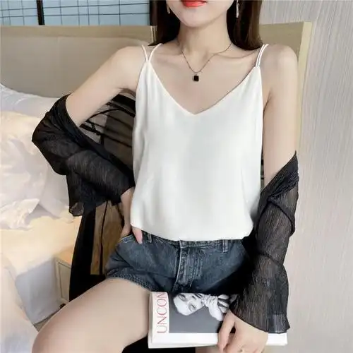 雪纺吊带小背心女夏季新款外穿宽松显瘦v领内搭美背上衣