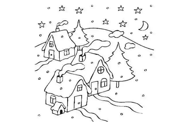 下雪过年简笔画