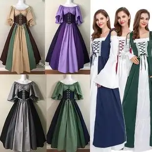 万圣节新款欧洲复古中世纪宫廷长裙cos公主服贵族贵妇皇后礼服装