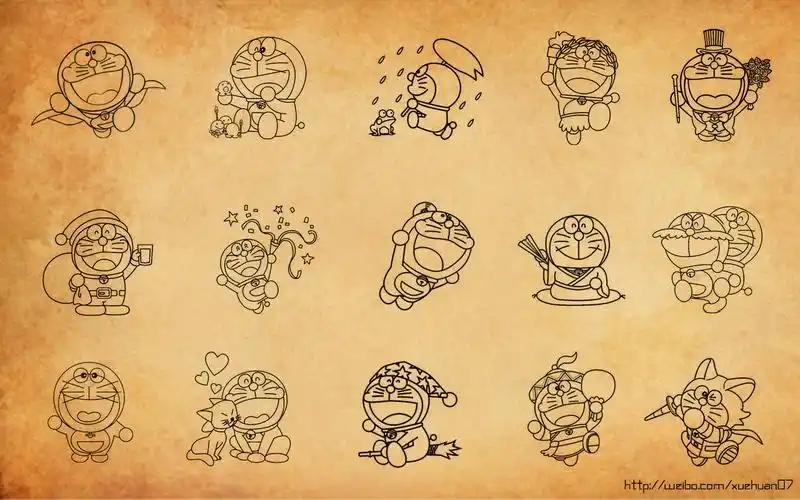 平铺 壁纸 高清壁纸 plus壁纸 可爱卡通哆啦a梦 蓝胖子手机壁纸 简单