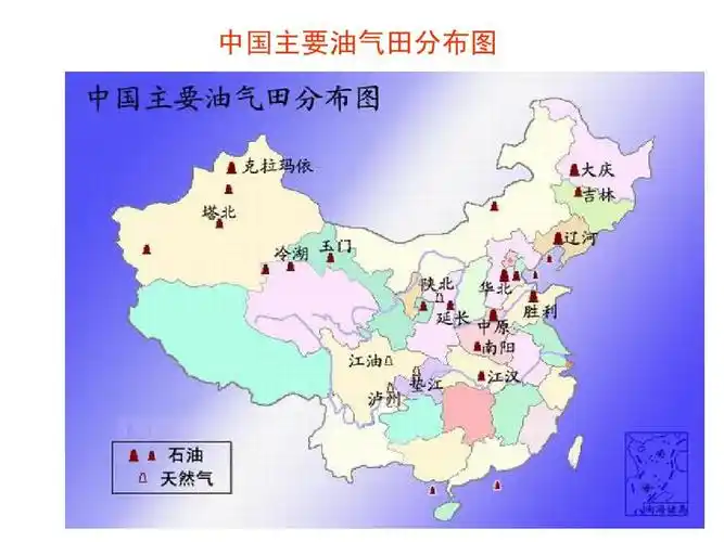 地球物理勘探 中国主要油气田分布图