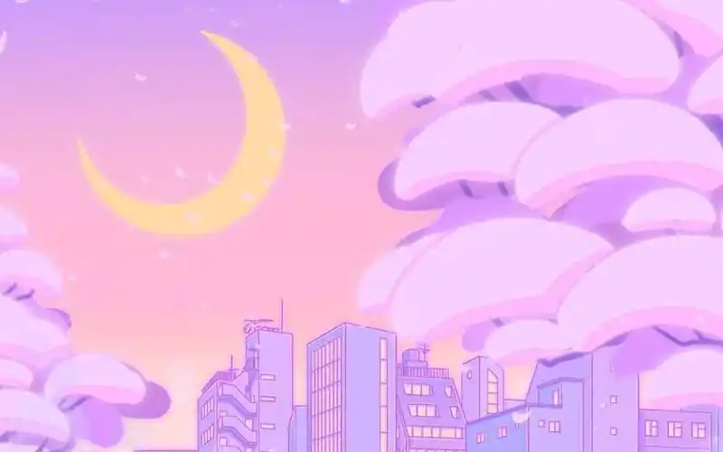 清新紫粉色治愈系电脑桌面壁纸