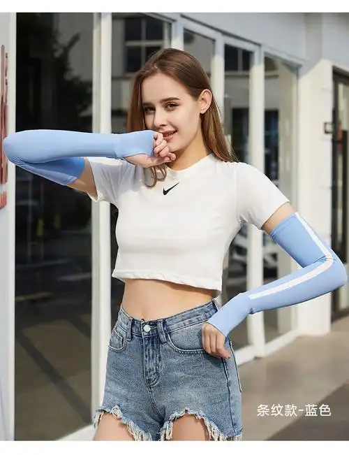 霄杰新品夏季防晒冰袖袖套防晒袖套女冰丝手套手臂袖骑行运动长款护臂