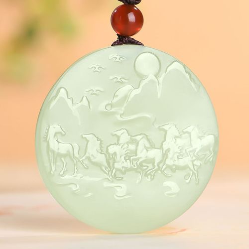 和田玉八骏图玉吊坠 男女士情侣款生肖马玉坠玉石玉挂坠玉牌