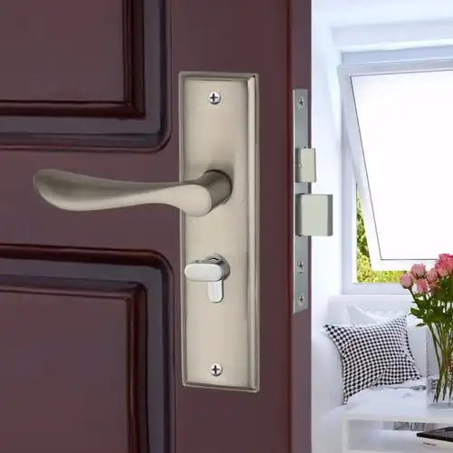 换锁铝合金双舌出租房门锁 木门家用简约室内卧室卫生间把手锁具