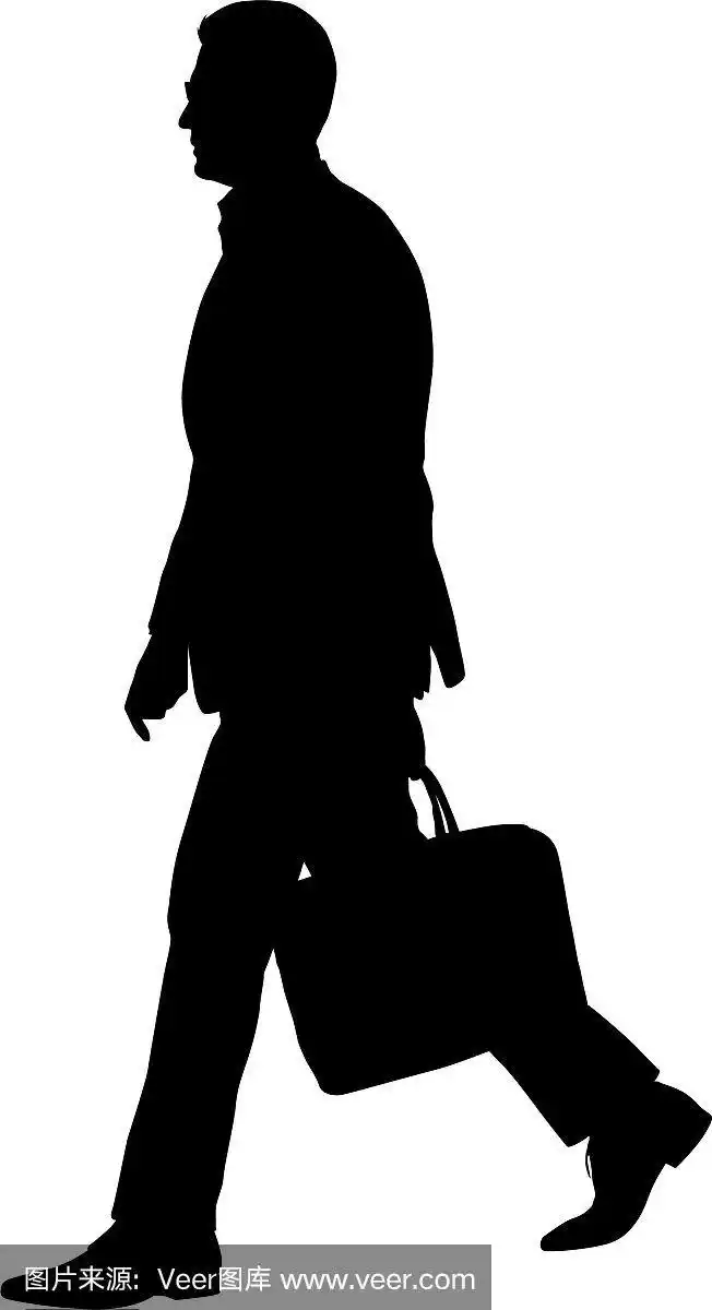 一个走路的人的黑色剪影
