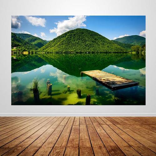 山水风景图海报画蓝天白云绿水青山现代壁画玄关客厅卧室装饰画