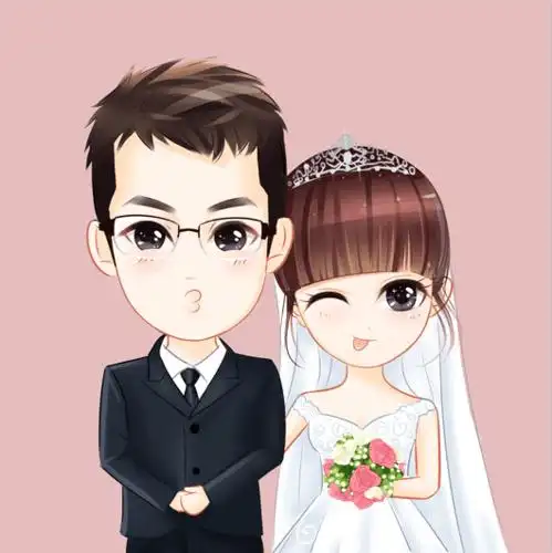 q版人物设计 照片转手绘q版微信头像定制卡通漫画logo情侣婚纱照