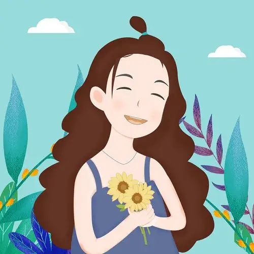 手捧向日葵的小女孩