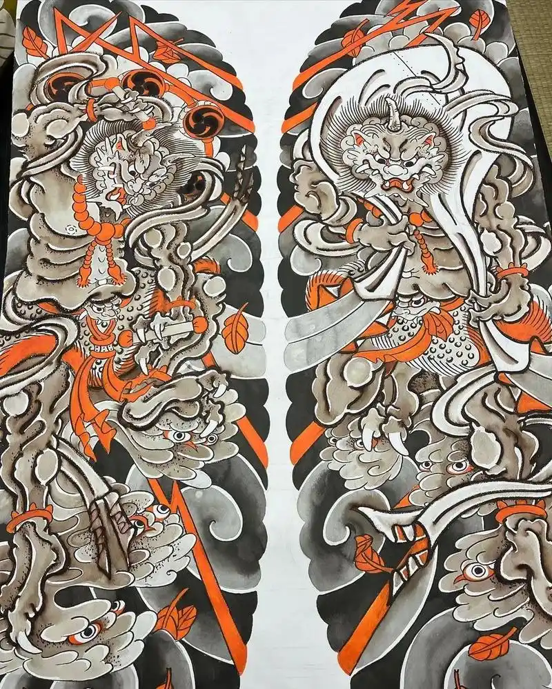 风神雷神 and 张顺.#日式老传统 #日式老传统纹身 #手 - 抖音