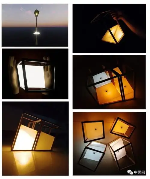 作品简介:灯具造型设计以简约提灯为主,结构上采用金属复合材料为灯架