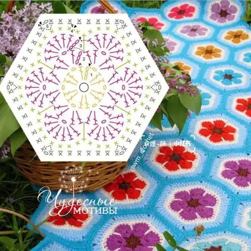 钩针79拼花毯子图解