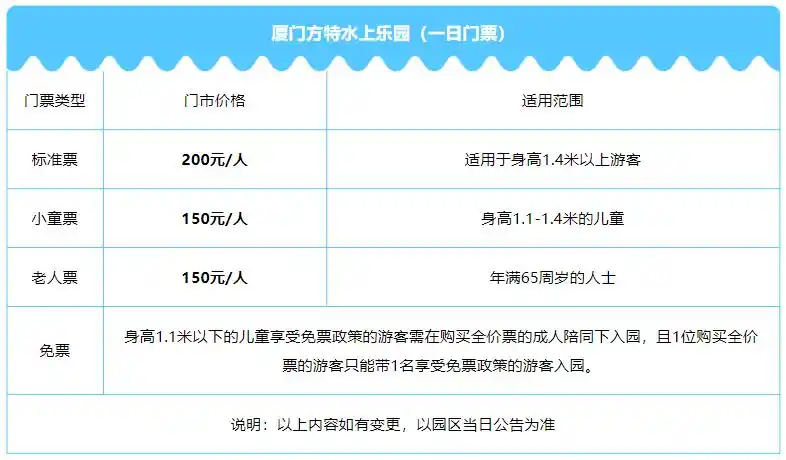 厦门方特游乐园门票多少钱