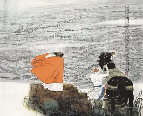 0082 观沧海 软片 设色纸本