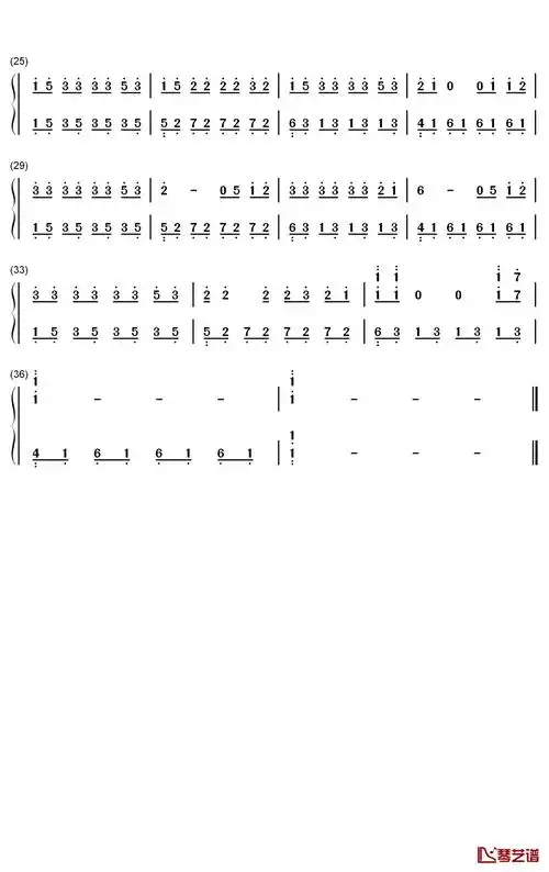 微微钢琴简谱-数字双手-傅如乔-简谱网