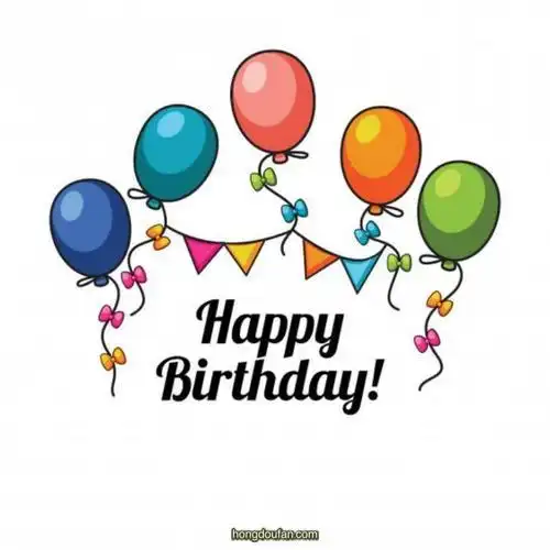 好多好多气球和蝴蝶结的happybirthday生日快乐文字简笔画大全卡通