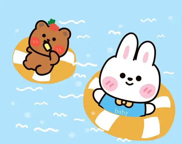 微信红包封面 兔子和熊插画可爱原创手绘卡通