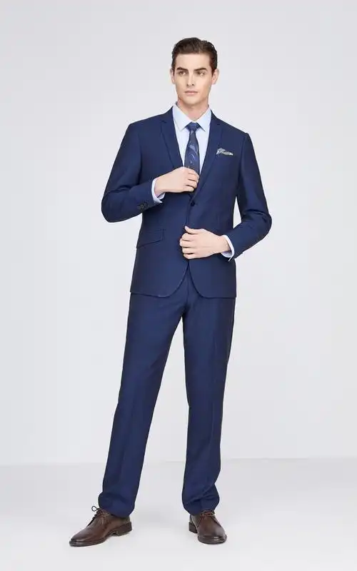 selected思莱德男士新品合体版型平驳领商务正装西服s42015x505深蓝色