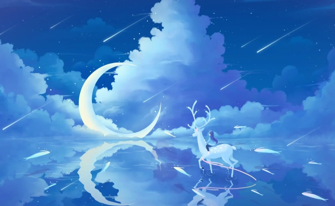 唯美梦幻的麋鹿图片