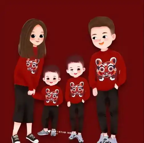 一家四口两儿子头像你留言我做图