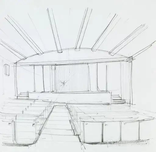内部的一家电影院,全景视图