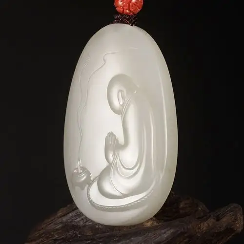 国家级玉雕大师郭万龙作品 新疆和田籽料 悟道挂件 26g a2433