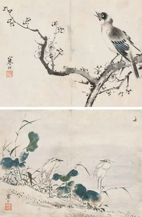 0729 花鸟小品 (二帧) 镜心 纸本