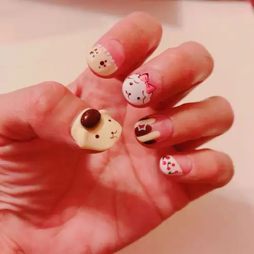 光疗美甲包邮八爪鱼可爱卡通布丁狗手工定做假指甲贴片成品111