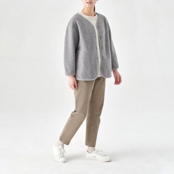无印良品 muji 女式 抓绒 无领夹克 bbj92c2a 灰色 m