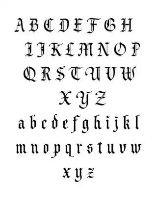 字母黑白线条画纹身图案