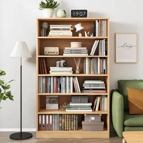 简易书架落地置物架客厅收纳柜书橱储物柜子家用省空间靠墙书柜-阿里